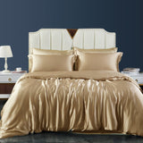 Luxury 100% 19 Momme 4PCS Silk Duvet Cover Set (fitted sheet) Deep Purple Twin