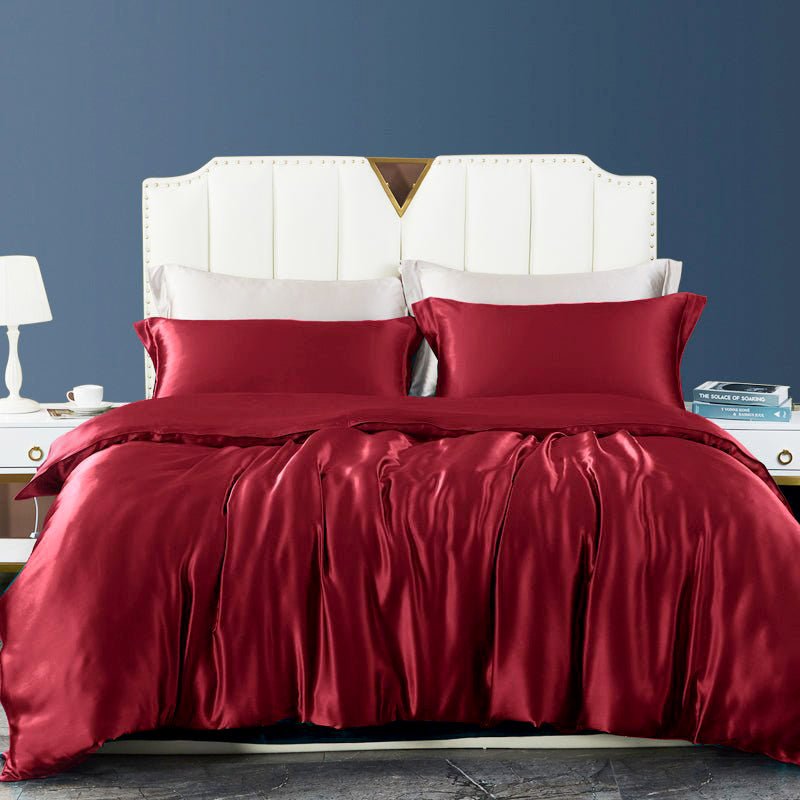 19 Momme 100% Pure Mulberry Silk Duvet Cover with Hidden Zipper Closure Claret Twin (67"W x 87"L)