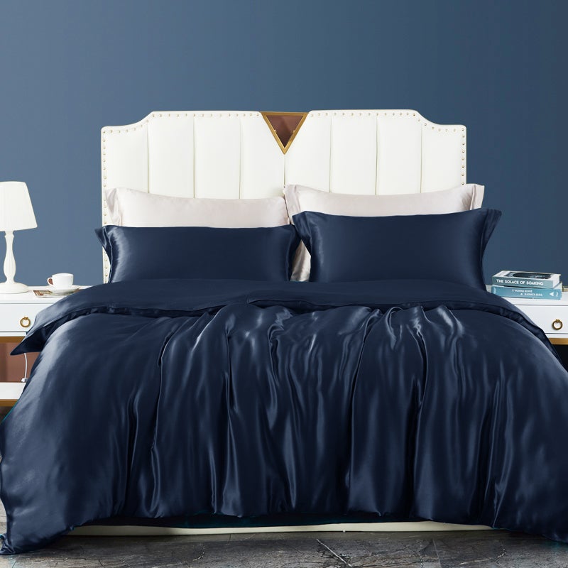 19 Momme 100% Pure Mulberry Silk Duvet Cover with Hidden Zipper Closure Dark Teal Twin (67"W x 87"L)