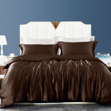 19 Momme 100% Pure Mulberry Silk Duvet Cover with Hidden Zipper Closure Chocolate Twin (67"W x 87"L)