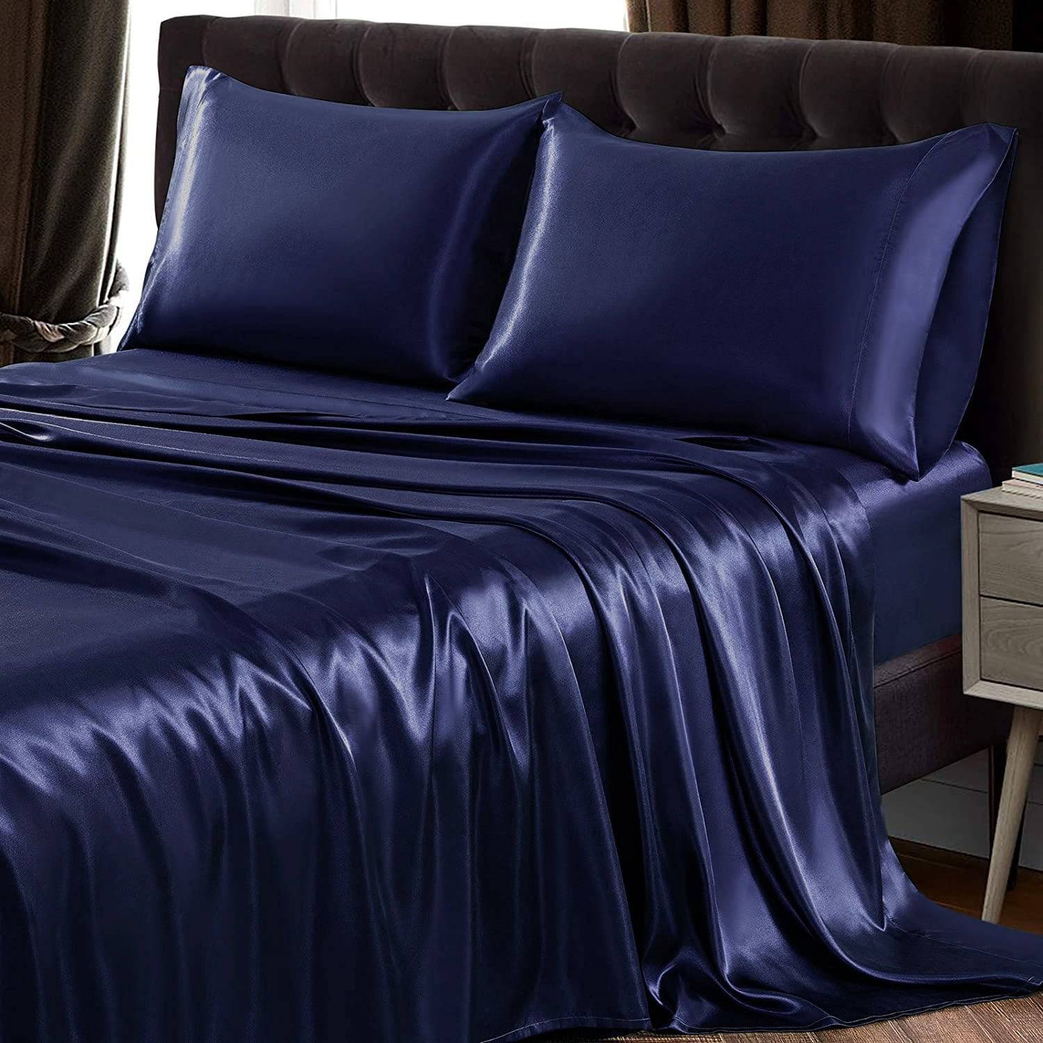22 Momme 3 PCS Silk Flat Sheet Set 100% Mulberry Silk Bedding Light Blue Twin (66"x96")