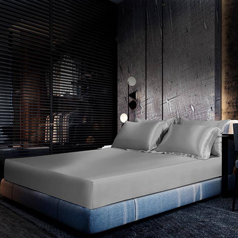 Luxury 100% Silk Bedding 19 Momme 1 Pcs Silk Fitted Sheet Silver Gray Twin (39"x75"+16")