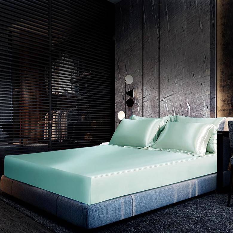 Luxury 100% Silk Bedding 19 Momme 1 Pcs Silk Fitted Sheet Pale Turquoise Twin (39"x75"+16")