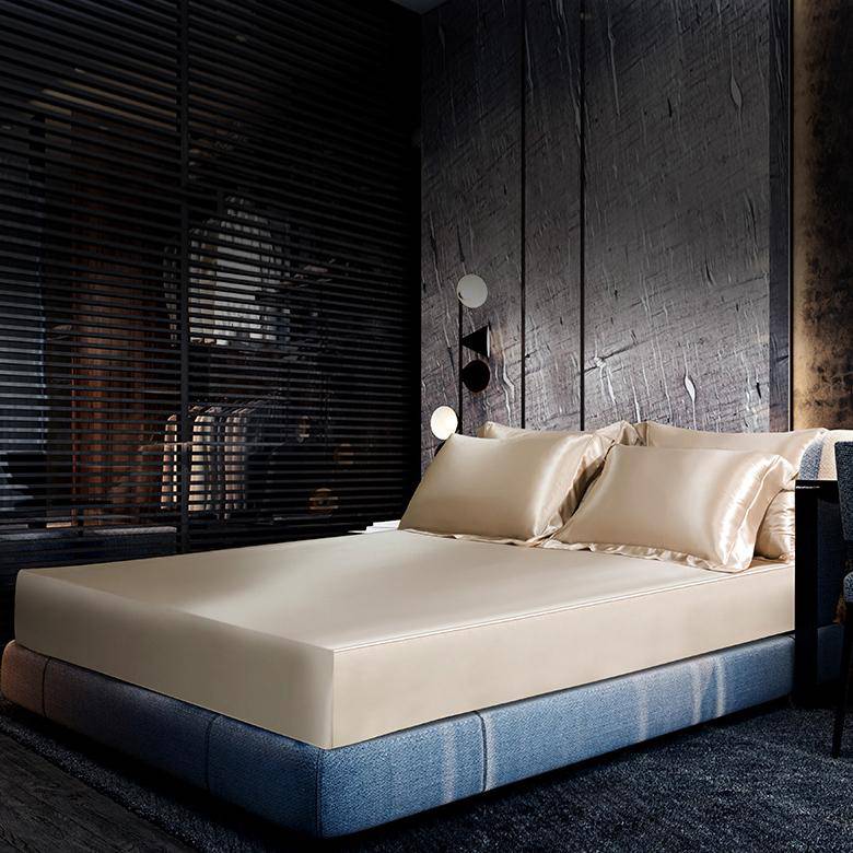 Luxury 100% Silk Bedding 19 Momme 1 Pcs Silk Fitted Sheet Champagne Twin (39"x75"+16")