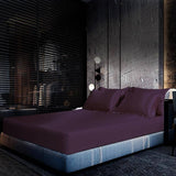 Luxury 100% Silk Bedding 19 Momme 3PCS Silk Fitted Sheet Set Deep Purple Twin (39"x75"+16")