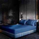 Luxury 100% Silk Bedding 19 Momme 3PCS Silk Fitted Sheet Set Navy Blue Twin (39"x75"+16")
