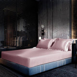 Luxury 100% Silk Bedding 19 Momme 3PCS Silk Fitted Sheet Set Rosy Pink Twin (39"x75"+16")
