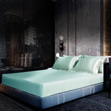 Luxury 100% Silk Bedding 19 Momme 3PCS Silk Fitted Sheet Set Pale Turquoise Twin (39"x75"+16")