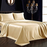 Luxury 100% Silk Bedding 19 Momme Pure Silk Flat Sheet Black Twin (66"x96")