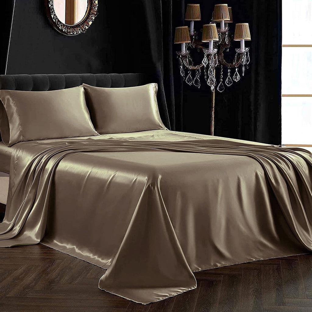 Luxury 100% Silk Bedding 19MM 4PCS Silk Bedding Set Black Twin