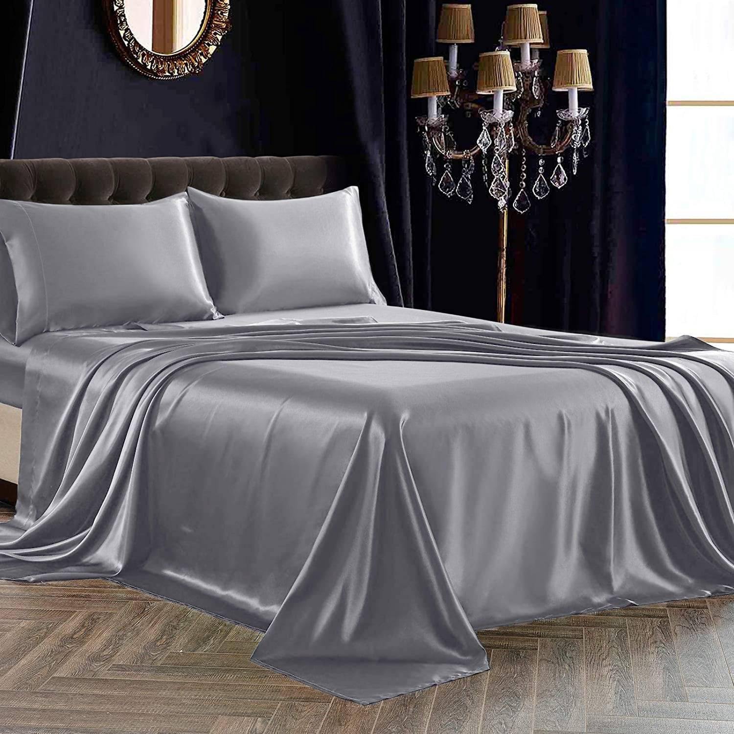 Luxury 100% Silk Bedding 19MM 4PCS Silk Bedding Set Pale Turquoise Twin