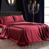 Luxury 100% Silk Bedding 19MM 4PCS Silk Bedding Set Claret Twin