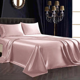 Luxury 100% Silk Bedding 19MM 4PCS Silk Bedding Set Rosy Pink Twin