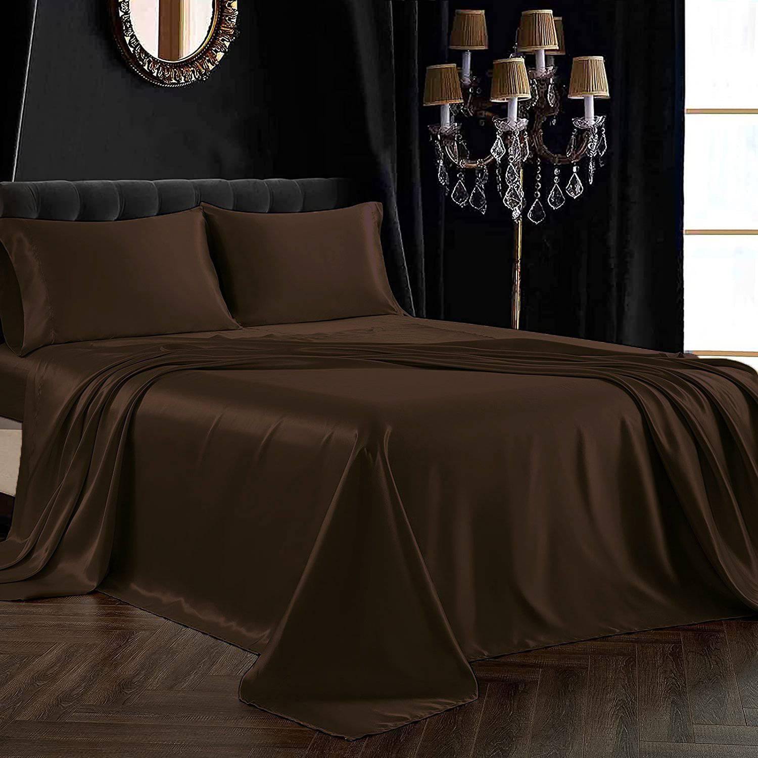 Luxury 100% Silk Bedding 19MM 4PCS Silk Bedding Set Black Twin