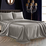 Luxury 100% Silk Bedding 19MM 4PCS Silk Bedding Set Silver Gray Twin