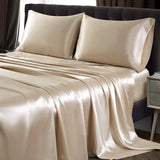 Luxury 100% Silk Bedding 22 Momme Mulberry 1 Pcs Silk Flat Sheet Champagne Twin (66"x96")