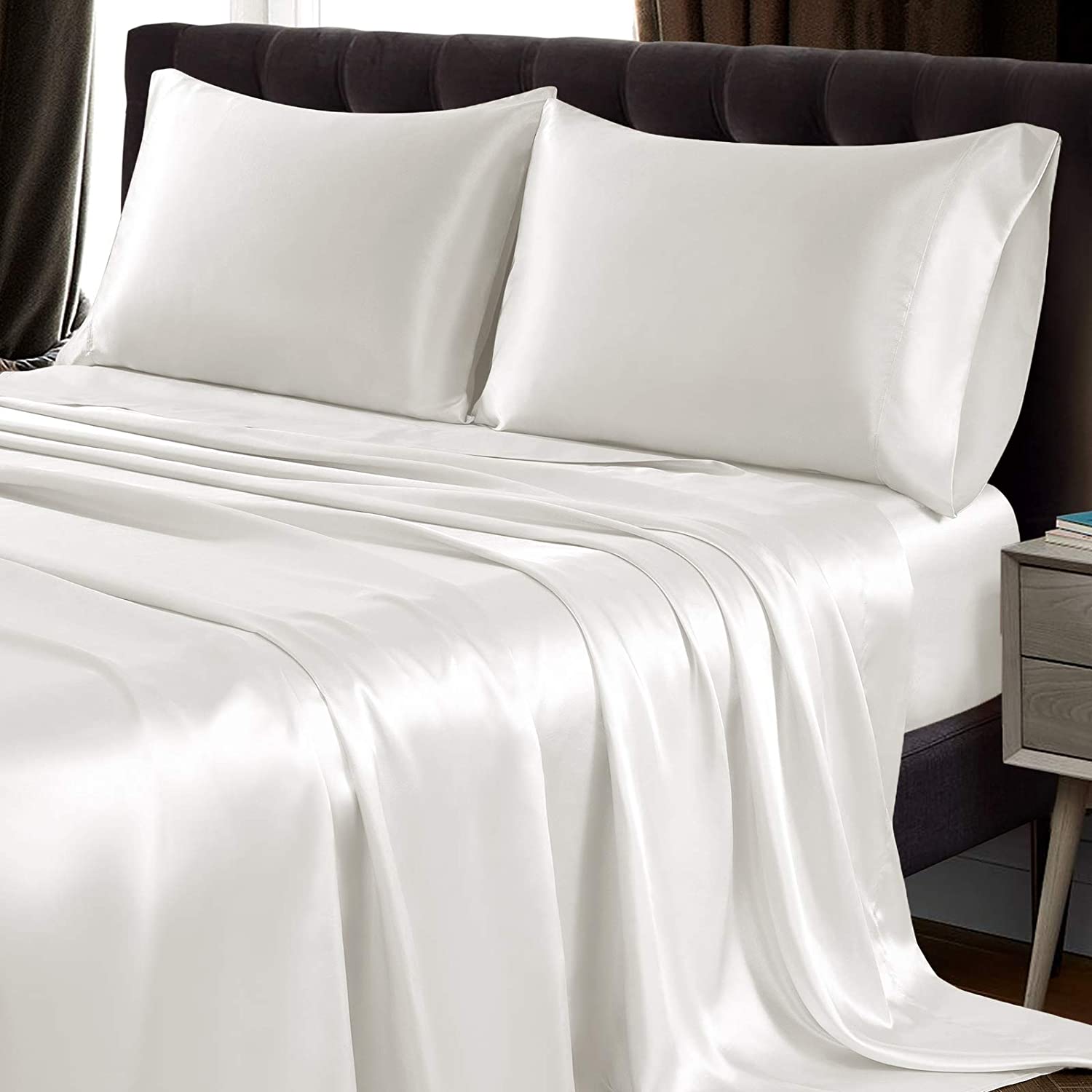 Luxury 100% Silk Bedding 22 Momme Mulberry 1 Pcs Silk Flat Sheet Ivory Twin (66"x96")