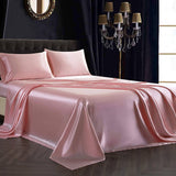 Luxury 100% Silk Bedding 22 Momme Mulberry 1 Pcs Silk Flat Sheet Rosy Pink Twin (66"x96")