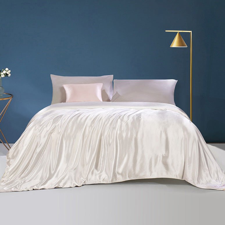 Luxury 100% Silk Bedding Summer Silk Covered Silk Comforter Twin (67x87 Inch)