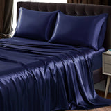 Luxury 100% Silk Sheet Set 19 Momme 3PCS Silk Flat Sheet Set Light Blue Twin (66"x96")