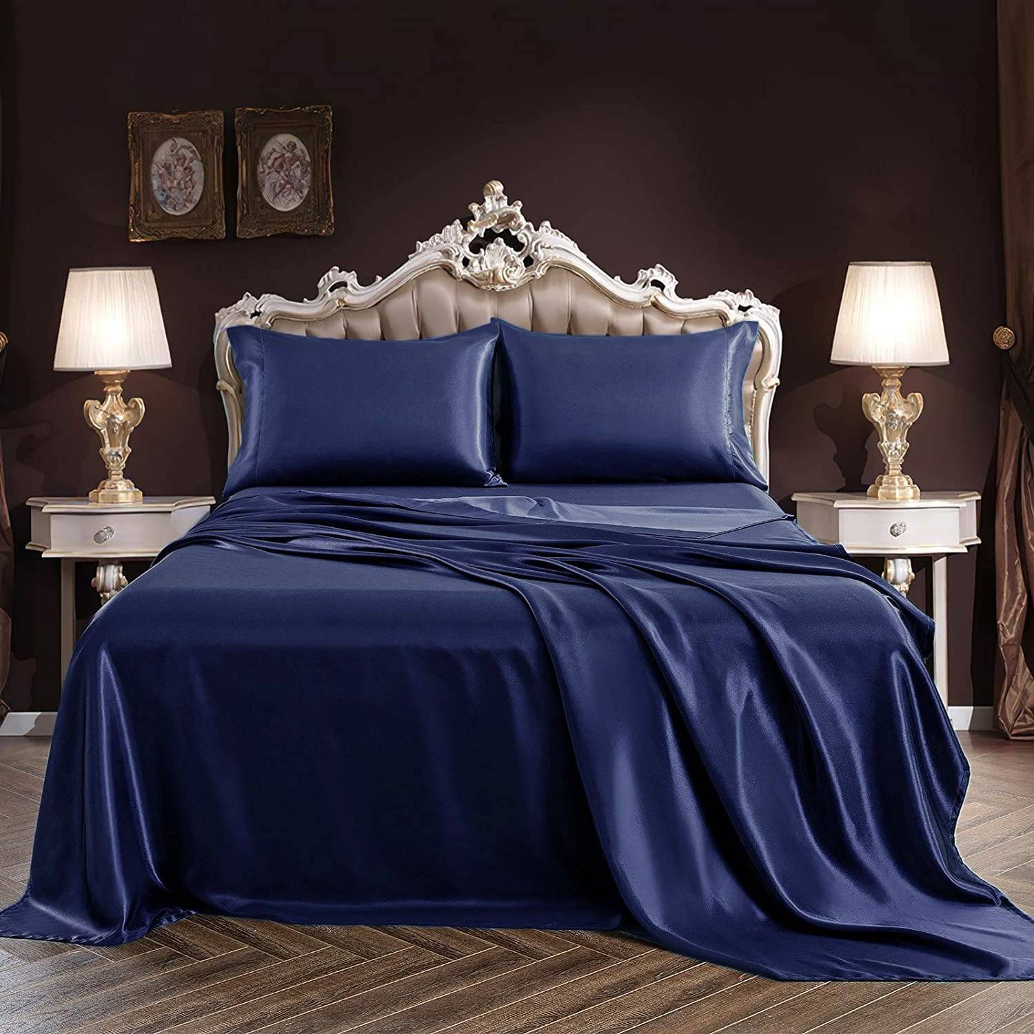 Luxury 100% Silk Sheet Set 19 Momme 3PCS Silk Flat Sheet Set Black Twin (66"x96")