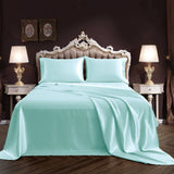Luxury 100% Silk Sheet Set 19 Momme 3PCS Silk Flat Sheet Set Pale Turquoise Twin (66"x96")