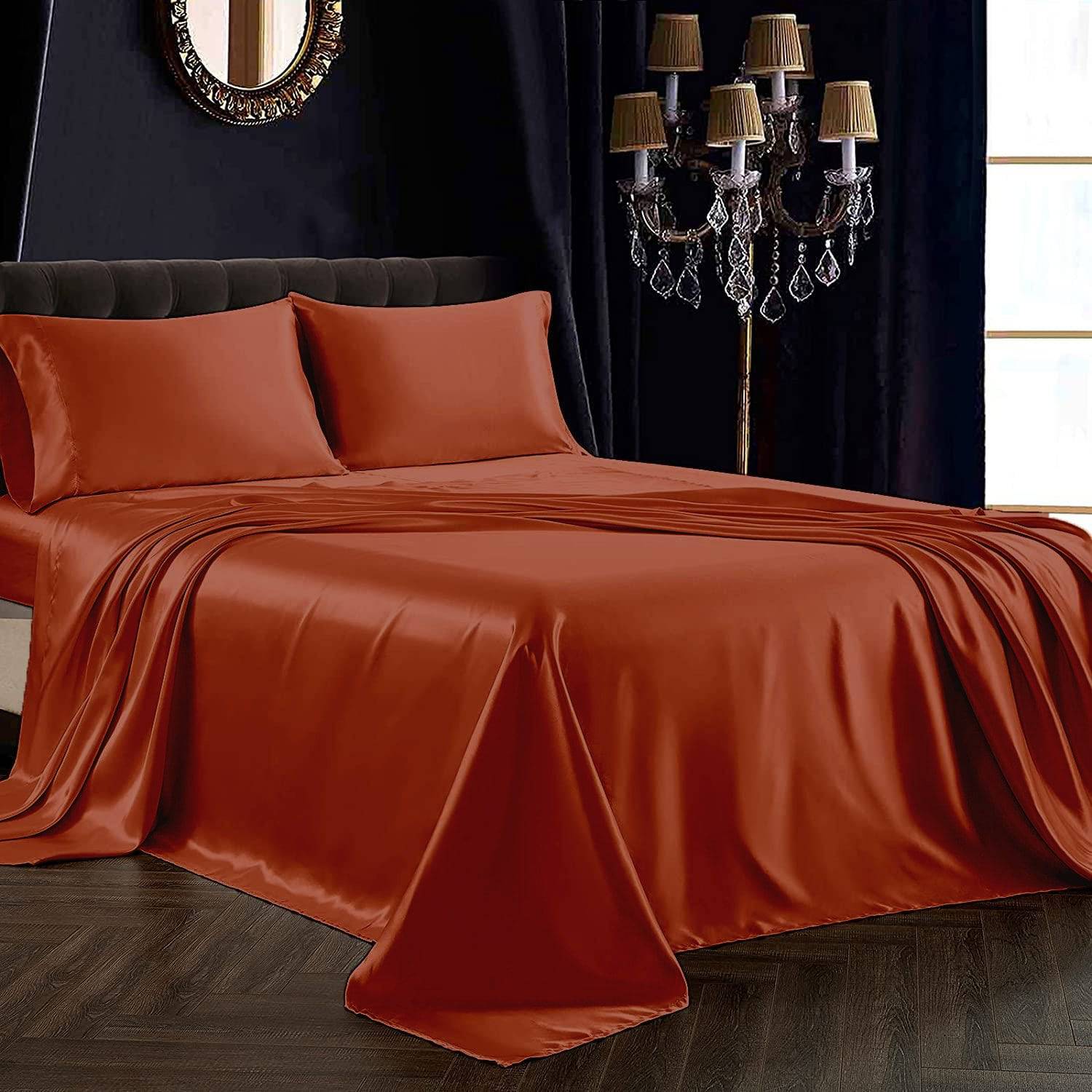 Luxury 100% Silk Sheet Set 19 Momme 3PCS Silk Flat Sheet Set Navy Blue Twin (66"x96")