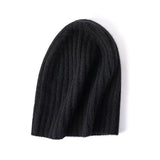 Soft Cashmere Slouch Beanie Cashmere Ribbed Knit Winter Hat Black M