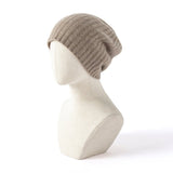 Soft Cashmere Slouch Beanie Cashmere Ribbed Knit Winter Hat Black M