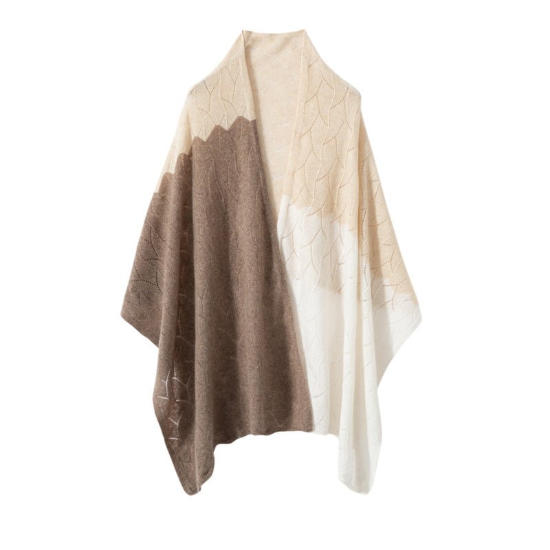Luxury Cashmere Shawl Gradient Cashmere Knit Scarf Cashmere Stole Beige L