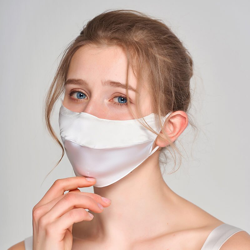 Luxury Silk Face Masks Sun Protection Mask Anti - UV Face Mask M Ivory