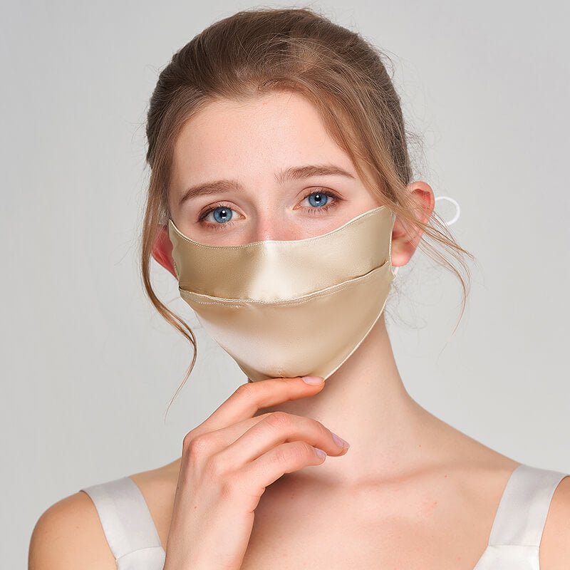 Luxury Silk Face Masks Sun Protection Mask Anti - UV Face Mask M Champagne