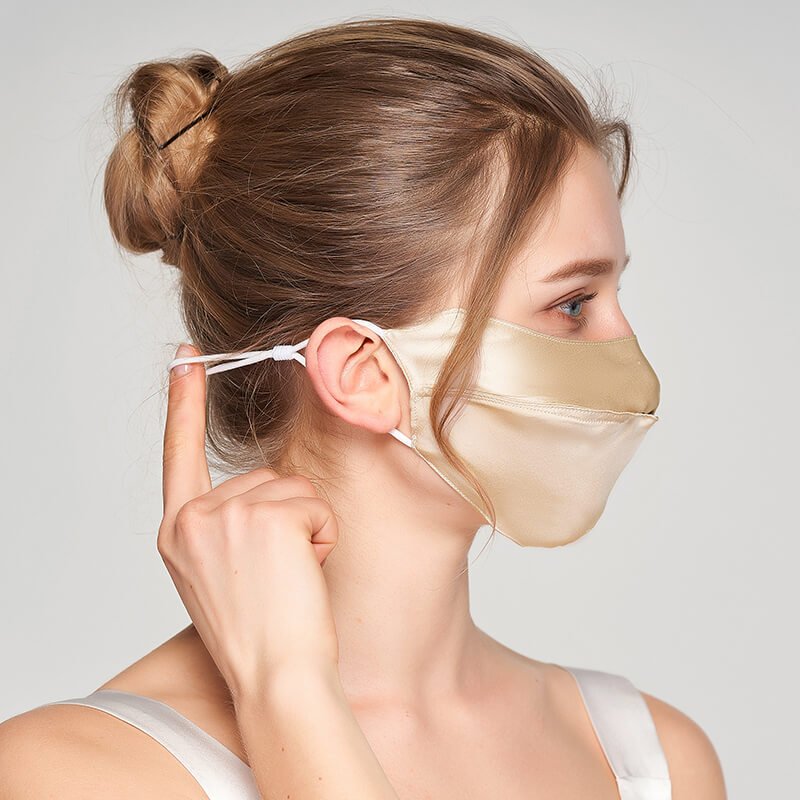 Luxury Silk Face Masks Sun Protection Mask Anti - UV Face Mask M Champagne