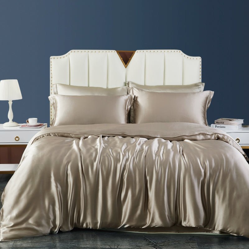 Luxury Silk Bedding Sets 19 Momme 3PCS Duvet Cover Set Black Twin