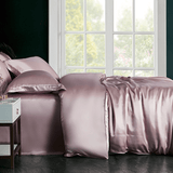 Luxury Silk Bedding Sets 19 Momme 3PCS Duvet Cover Set Rosy Pink Twin