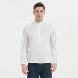 Luxury Silk Henley Shirts For Men Pure Silk Stand Collar Top