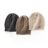 Womens Cashmere Knitted Beanie Cashmere Chunky Hat Warm Ear Protection Hat