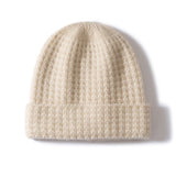 Marled Knit Cashmere Beanie Textured Cashmere Winter Hat Cashmere Cap Beige M