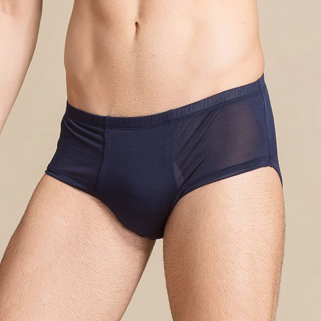 Men Silk Briefs Comfortable Breathable Silk Triangle Boxer Red S