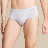 Men Silk Briefs Comfortable Breathable Silk Triangle Boxer Silver Gray S