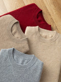 Mens Diamond Pattern Cashmere Sweater Crew Neck Long Sleeve Ribbed Hem Red XS