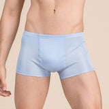 Silk Boxer Briefs Men Silk Knitted Underwear Comfy Silk Boxer Blue S
