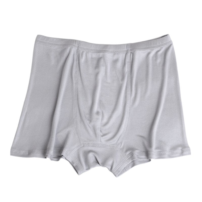 Silk Boxer Briefs Men Silk Knitted Underwear Comfy Silk Boxer Silver Gray S