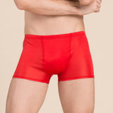 Silk Boxer Briefs Men Silk Knitted Underwear Comfy Silk Boxer Red S