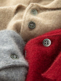 Mens Cashmere Polo Sweater Button Front Soft Knit Ribbed Hem Pullover Red XS