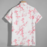 Men's Silk Hawaiian Shirts Luxury Button Down Silk Beach Shirt XS White