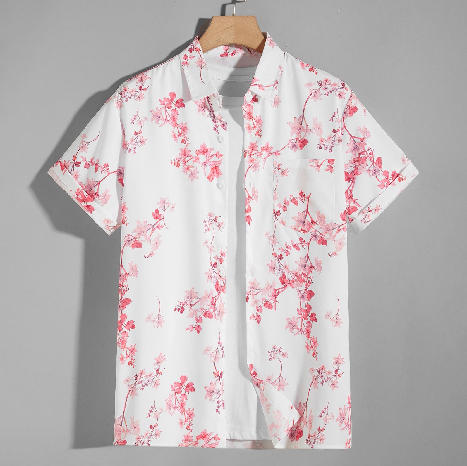 Men's Silk Hawaiian Shirts Luxury Button Down Silk Beach Shirt XS White