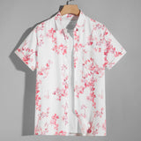 Men's Silk Hawaiian Shirts Luxury Button Down Silk Beach Shirt XS White