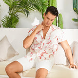 Men's Silk Hawaiian Shirts Luxury Button Down Silk Beach Shirt XS White