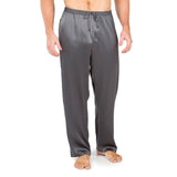 Mens Silk Pajama Long Pants Silk Pajamas Bottoms Sleep Pants Dark Gray XS